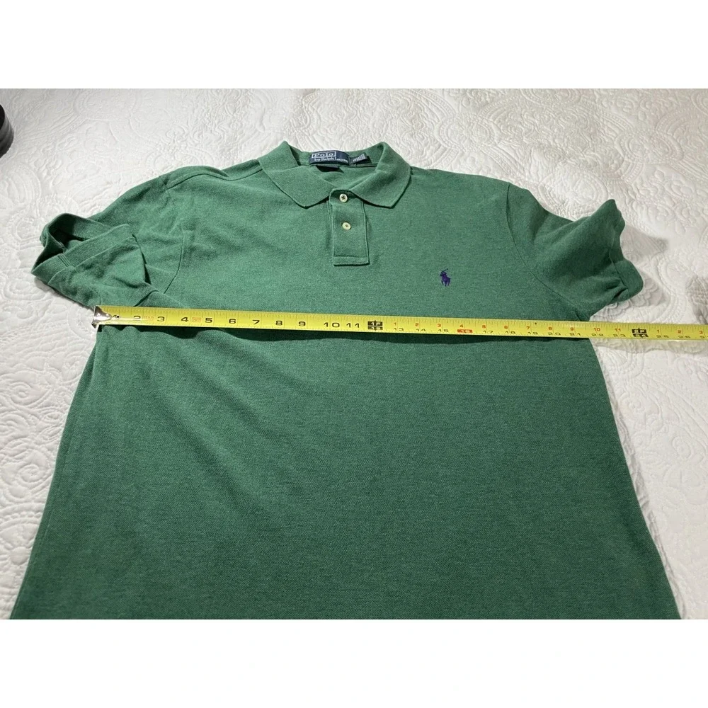 Polo Ralph Lauren Polo Shirt Mens XL Green Custom Fit‎ Purple Pony Logo Knit